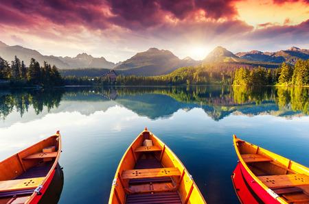 Canoes on Reflecting Lake